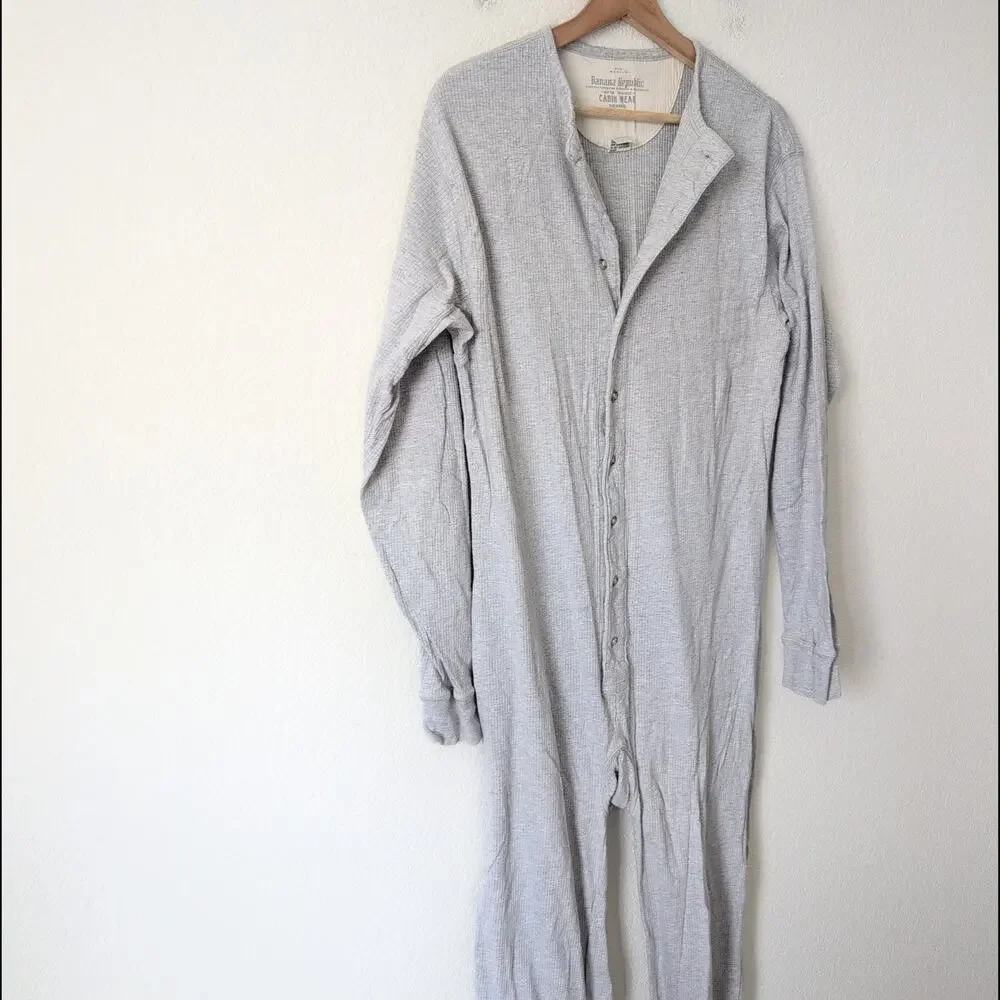 RARE Vtg Banana Republic‎ Cabin Wear 80s 90s Medium 100% Cotton One Piece Pajama